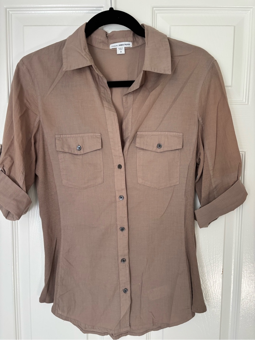 James Perse Taupe Button-Down Shirt
